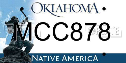 MCC878 Oklahoma License Plate