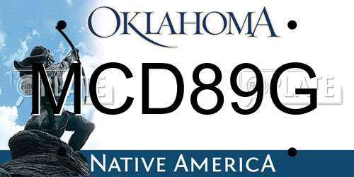 MCD89G Oklahoma License Plate