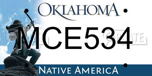 MCE534 Oklahoma License Plate