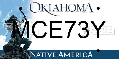 MCE73Y Oklahoma License Plate