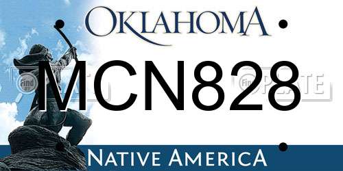 MCN828 Oklahoma License Plate