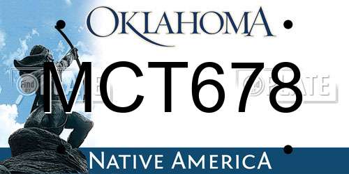 MCT678 Oklahoma License Plate