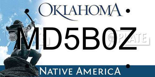 MD5B0Z Oklahoma License Plate