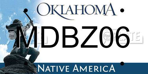 MDBZ06 Oklahoma License Plate