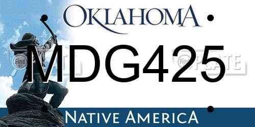 MDG425 Oklahoma License Plate