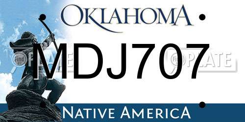 MDJ707 Oklahoma License Plate