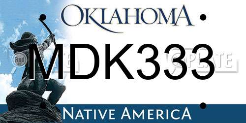 MDK333 Oklahoma License Plate