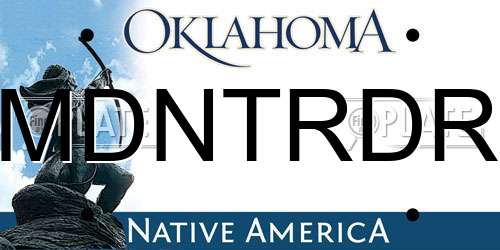 MDNTRDR Oklahoma License Plate