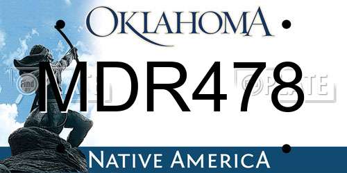 MDR478 Oklahoma License Plate