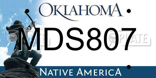 MDS807 Oklahoma License Plate