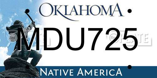 MDU725 Oklahoma License Plate