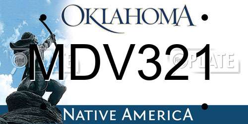 MDV321 Oklahoma License Plate