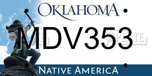 MDV353 Oklahoma License Plate