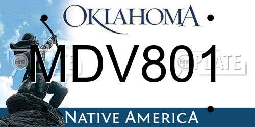 MDV801 Oklahoma License Plate