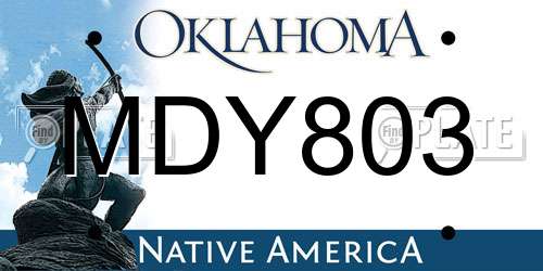 MDY803 Oklahoma License Plate