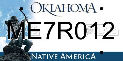 ME7R012 Oklahoma License Plate