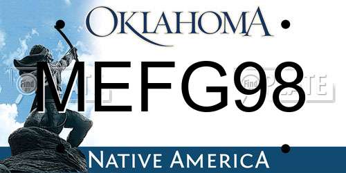MEFG98 Oklahoma License Plate