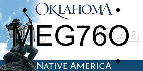 MEG76O Oklahoma License Plate