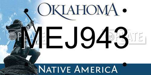 MEJ943 Oklahoma License Plate