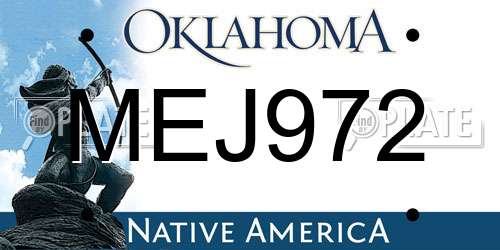 MEJ972 Oklahoma License Plate
