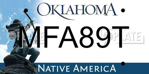MFA89T Oklahoma License Plate