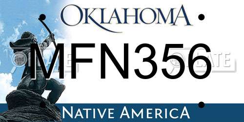 MFN356 Oklahoma License Plate