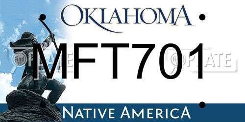 MFT701 Oklahoma License Plate