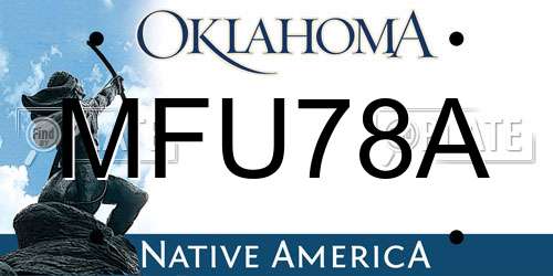 MFU78A Oklahoma License Plate