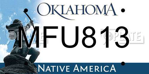 MFU813 Oklahoma License Plate