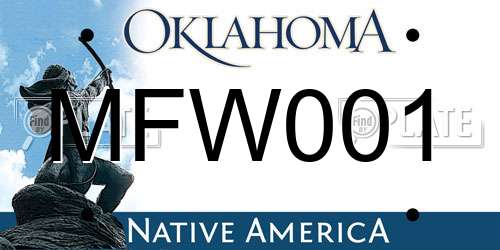 MFW001 Oklahoma License Plate