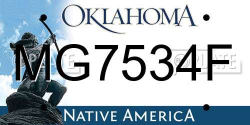 MG7534F Oklahoma License Plate