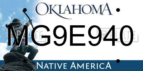 MG9E940 Oklahoma License Plate