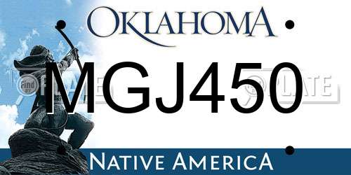 MGJ450 Oklahoma License Plate