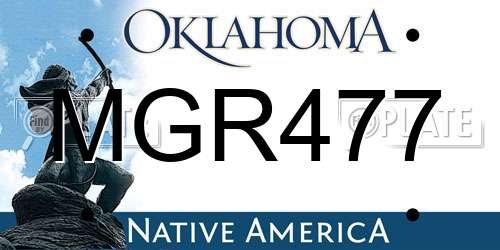 MGR477 Oklahoma License Plate
