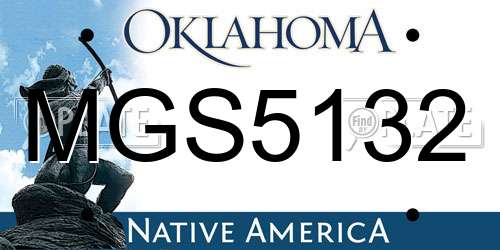 MGS5132 Oklahoma License Plate