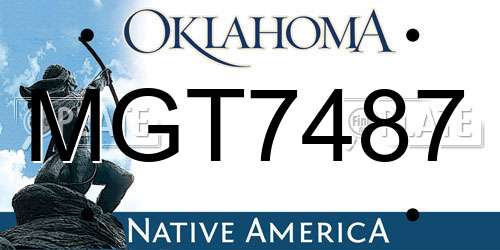 MGT7487 Oklahoma License Plate