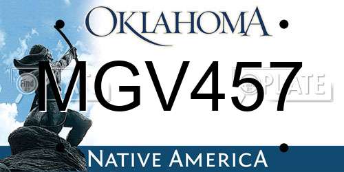 MGV457 Oklahoma License Plate
