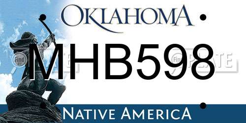MHB598 Oklahoma License Plate