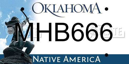 MHB666 Oklahoma License Plate
