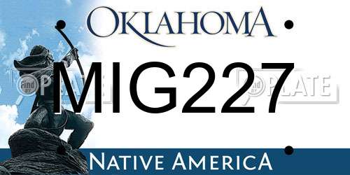MIG227 Oklahoma License Plate