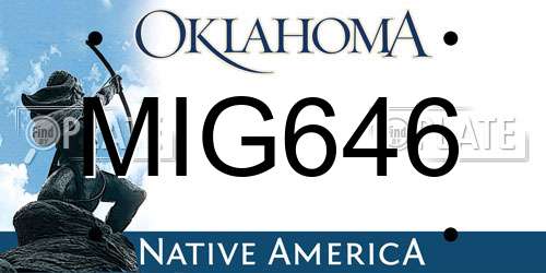 MIG646 Oklahoma License Plate