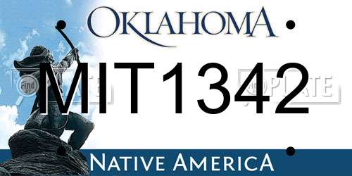 MIT1342 Oklahoma License Plate