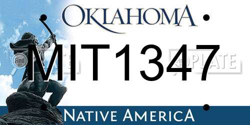 MIT1347 Oklahoma License Plate