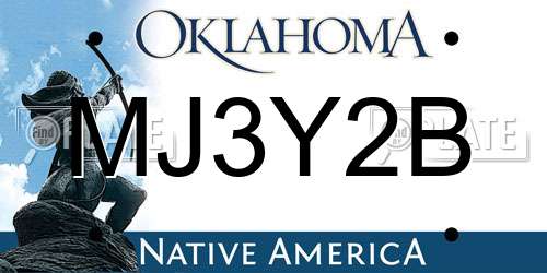 MJ3Y2B Oklahoma License Plate