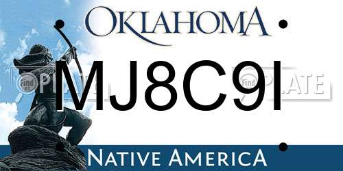 MJ8C9I Oklahoma License Plate