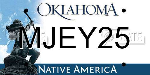 MJEY25 Oklahoma License Plate