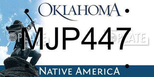MJP447 Oklahoma License Plate