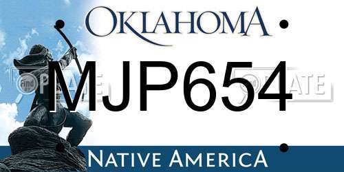 MJP654 Oklahoma License Plate