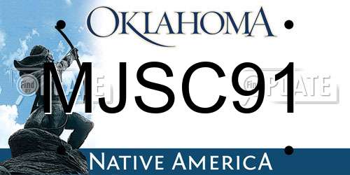 MJSC91 Oklahoma License Plate