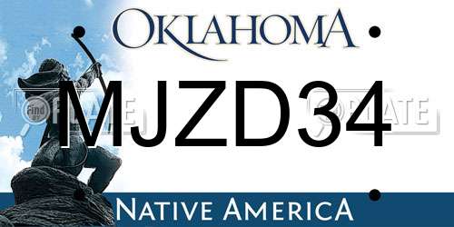 MJZD34 Oklahoma License Plate